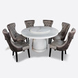 1.35M Round Marble Dining Set MT-901-A + DC-8383
